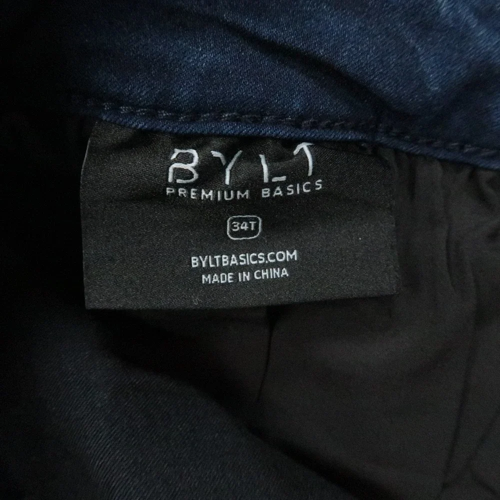 BYLT Jeans Mens 34x33 Blue Tech Denim Everyday Straight Zip Pocket Stretch
